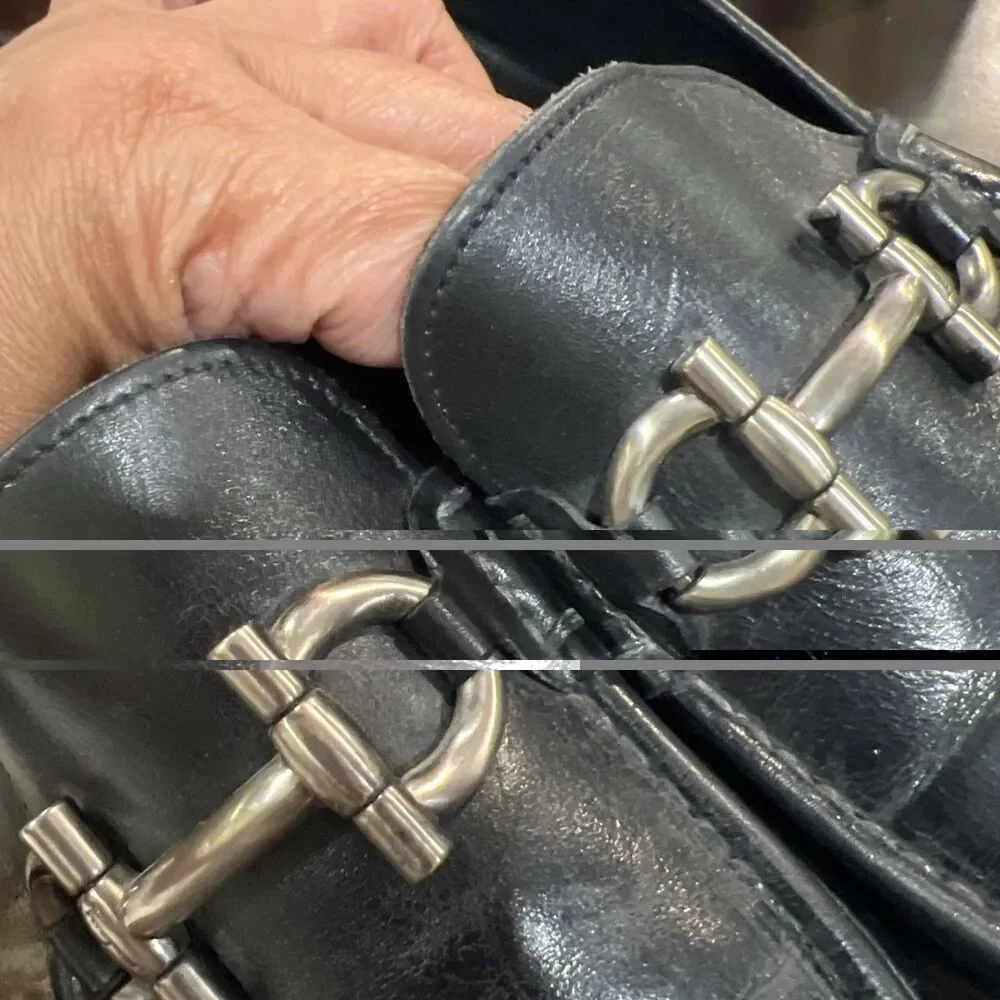 Salvatore Ferragamo Black Loafers Silver Horse Bit Shoe Size 11.5